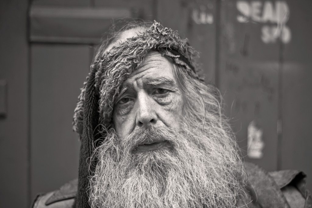 Hipster Old Man Modelling Fashion Week